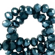 Top Facet kralen 8x6mm disc Petrol blue-pearl shine coating